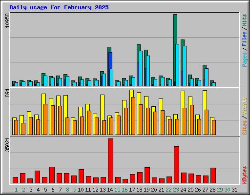 Daily usage for February 2025